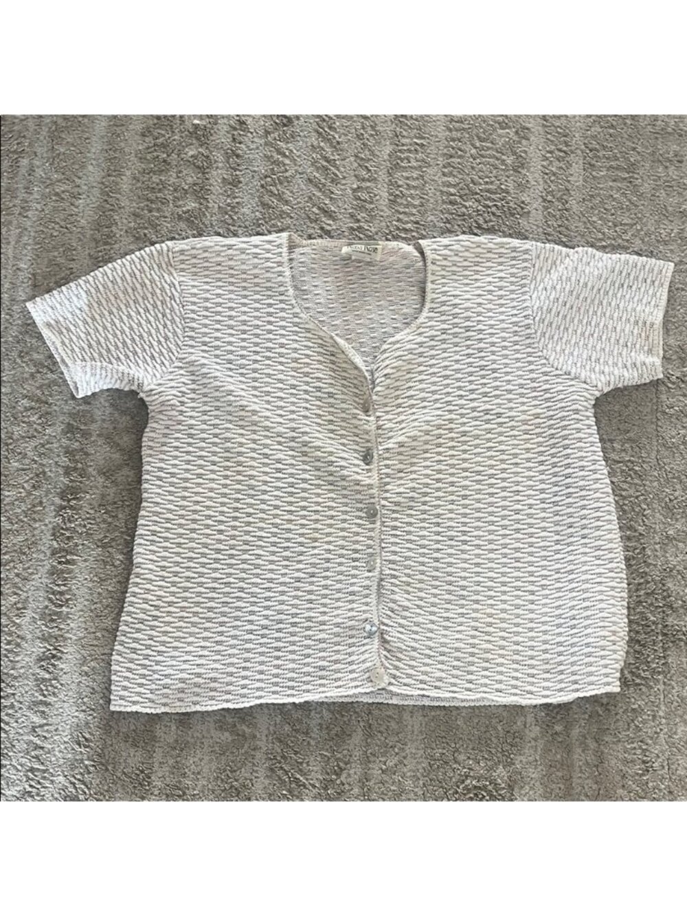 Vintage Reba Rose Cotton White & Pastel Cottagecore ShortSleeve Button-Up Top XL